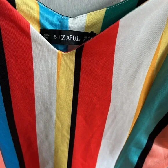 Vertical striped mini dress - Picture 3 of 5